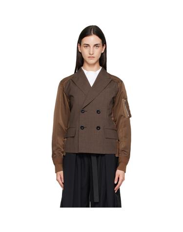 [해외직구] 26 FW 사카이 브라운 수팅 나일론 트윌 블레이저 262445F063003