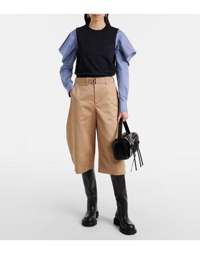 사카이 [해외직구] 26 FW 사카이 스트라이프 코튼 저지 포플린 셔츠 TP582250971 착용컷