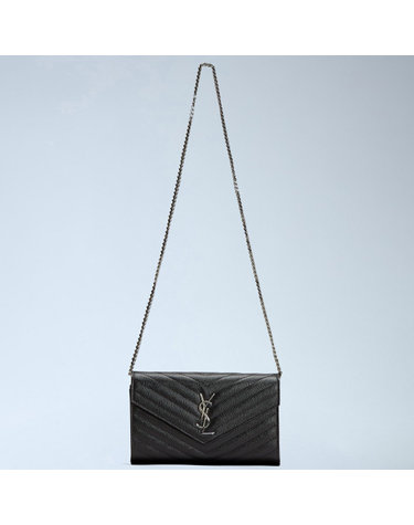 [해외직구] 26 FW 생로랑 YSL 로고 퀼트 레더 체인 숄더 월렛백 블랙실버 377828 BOW02 1000