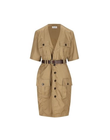 [해외직구] 26 FW 생로랑 사하리엔느 브이넥 숏슬리브 드레스 790089Y3A99