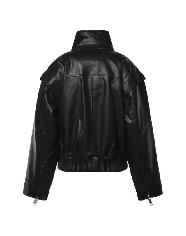 셀프 포트레이트 [해외직구] 26 FW 셀프포트레이트 스탠드 업 칼라 레더 재킷 AW26120JB TP457769340 착용컷
