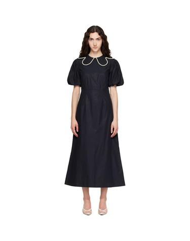 [해외직구] 시몬 로샤 블랙 페탈 칼라 미디 드레스 7499B 1287 TP874870170