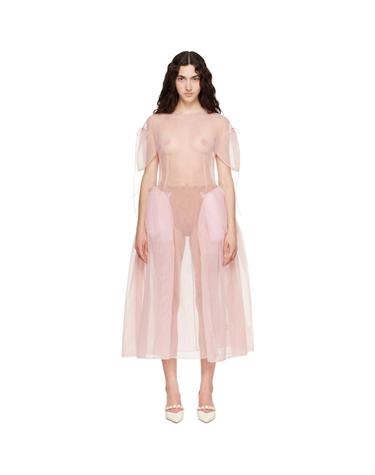 [해외직구] 26 FW 시몬 로샤 핑크 코드 힙 미디 드레스 262405F055010