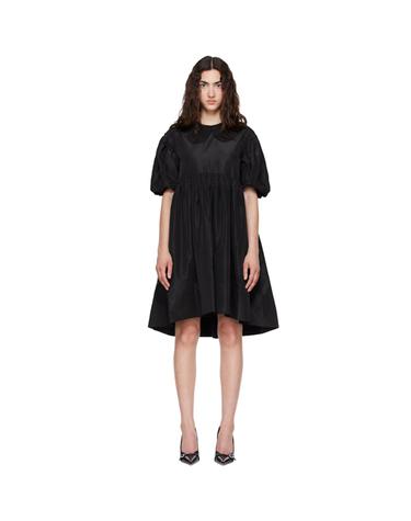 [해외직구] 26 FW 시몬 로샤 블랙 페탈 칼라 스목 미니 드레스 262405F052007