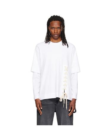 [해외직구] 26 FW 시몬 로샤 화이트 레이스업 레이어드 티셔츠 262405M213004