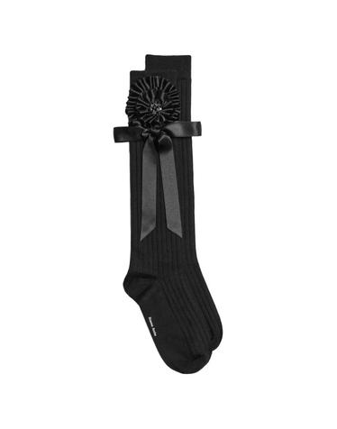 [해외직구] 26 FW 시몬 로샤 리본 로제트 롱 양말 SOCK69RB0647BLACKJET TP458770069