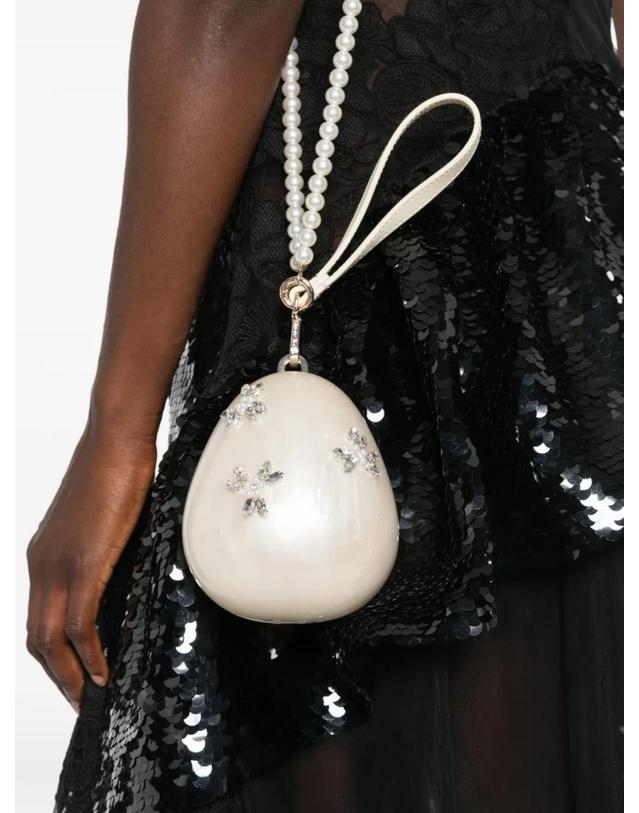 시몬로샤 시몬 로샤 [해외직구] 26 FW 시몬 로샤 crystal embellished Egg tote bag BAG110ECBOW0773 TP459397293 착용컷