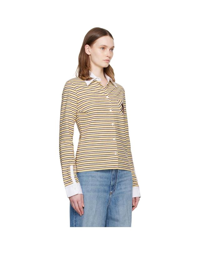 스텔라 매카트니 [해외직구] 26 FW Stella McCartney 옐로우 팬시 스트라이프 크레스트 폴로 셔츠 262471F108000 착용컷