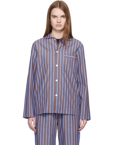 [해외직구] 테클라 브라운   블루 포플린 파자마 셔츠 PPL LSHIRT 416 TP872131365