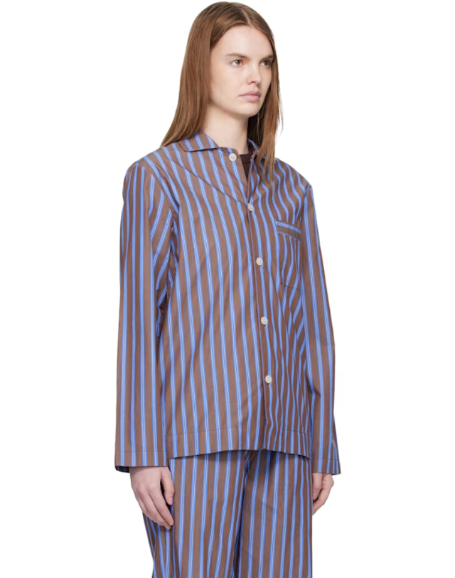 테클라 [해외직구] 테클라 브라운 블루 포플린 파자마 셔츠 PPL LSHIRT 416 TP872131365 착용컷