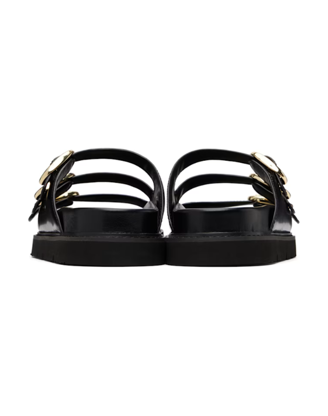 마크 제이콥스 마크제이콥스 [해외직구] 26 FW 블랙 더 가죽 키키 슬라이드 샌들 261190F124002 착용컷