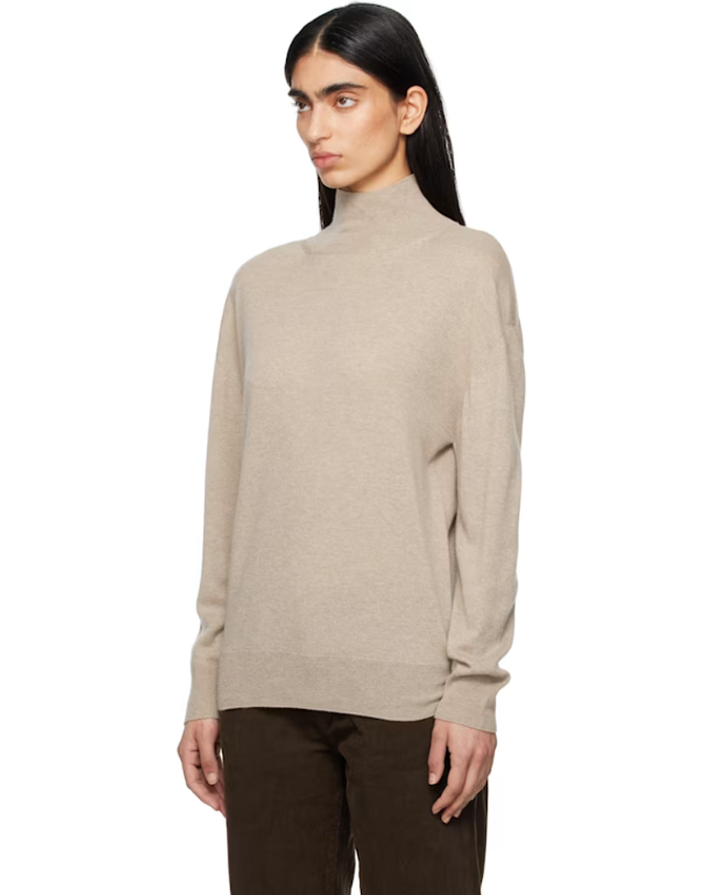 더 로우 더로우 [해외직구] 26 FW 더로우 베이지 자바리 터틀넥 탑 251359F099002 착용컷