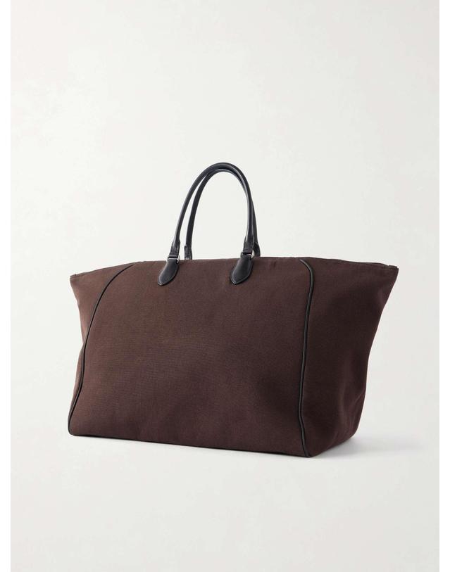 더 로우 더로우 [해외직구] 26 FW 더로우 브라운 티모 가죽 트리밍 캔버스 토트백 TP580258511 착용컷