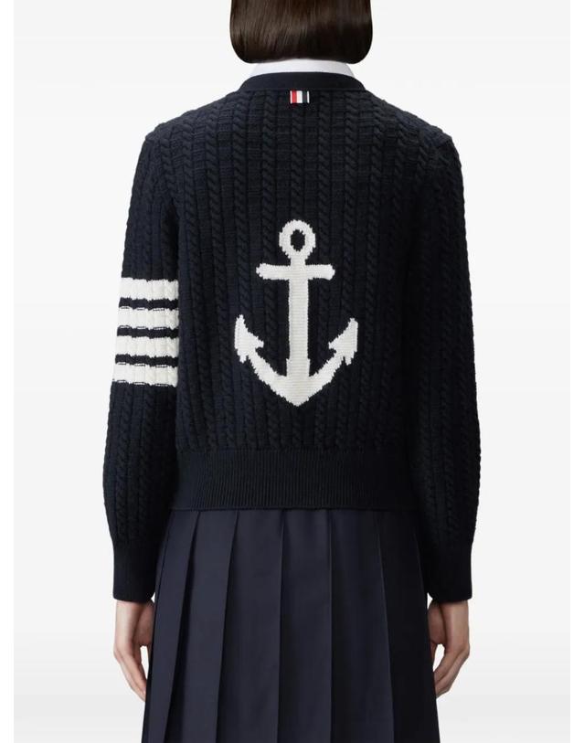 톰브라운 [해외직구] 26 FW 톰브라운 메리노 울 4 바 앵커 인타르시아 가디건 FKC729AY1005 TP459314748 착용컷