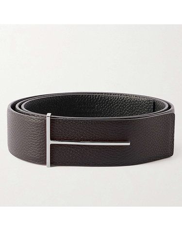 [해외직구] 26 FW 톰포드 브라운 38mm 풀 그레인 레더 시그니처 티쉐이프 버클 벨트