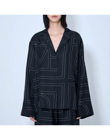 [해외직구] 26 FW 토템 노치드 라펠 오버핏 실크 파자마 셔츠 블랙 263 WRT0881 FB0704 001