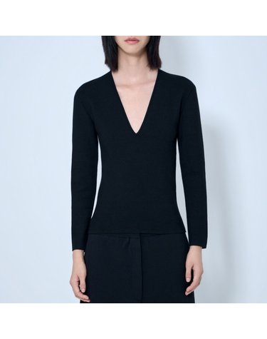 [해외직구] 26 FW 토템 딥 브이넥 컴팩트 니트 스웨터 블랙 262 WRT0685 YA0243 001