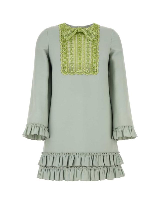 발렌티노 [해외직구] 25SS 발렌티노 Mint 그린 울 블렌드 미니 드레스 6B3VAF201CFQXH TP572948684 착용컷