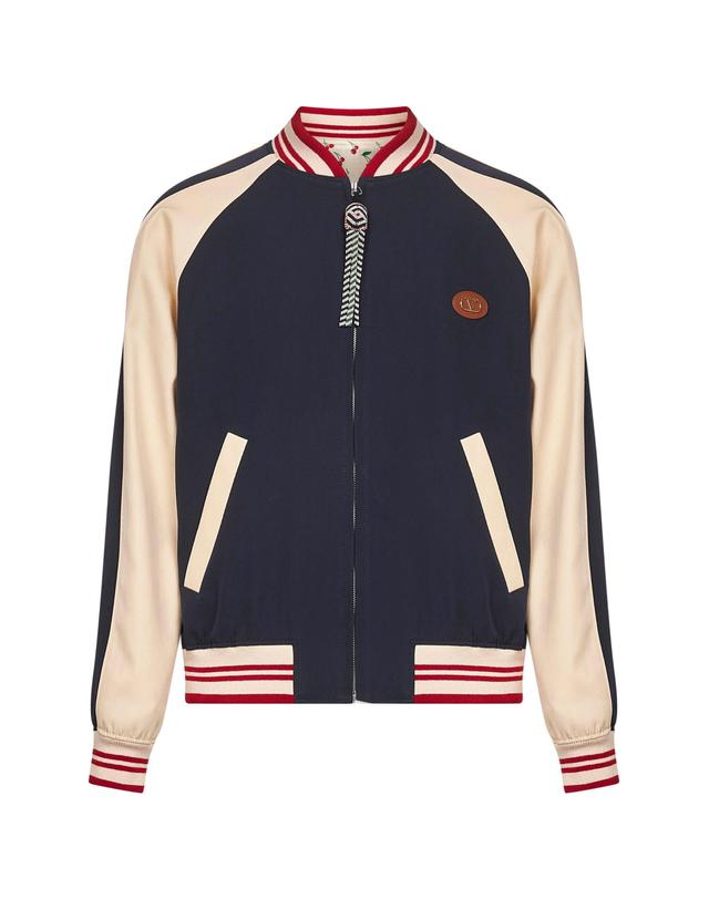 발렌티노 [해외직구] 25FW 발렌티노 블루 크림 봄버 with mixed 울 VLogo 7V3CIP63AWSDYB TP573053768 착용컷