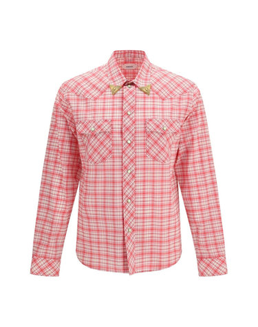 [해외직구] 26 FW 베르사체 코랄 핑크 클래식 체크 슬림 셔츠 6R680 10249541A17903