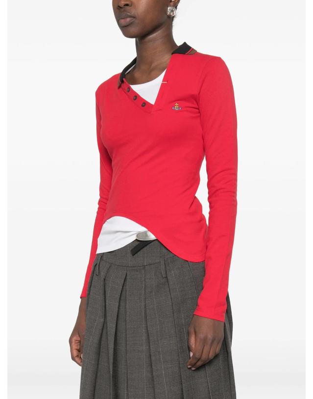 비비안 웨스트우드 비비안웨스트우드 [해외직구] 비비안웨스트우드 Glory asymmetric collar polo shirt 12155737440520 TP724752018 착용컷