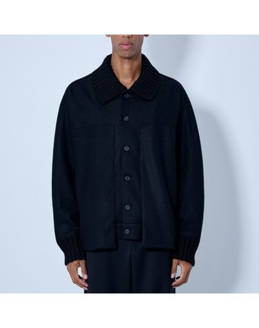 [해외직구] 26 FW 요지 야마모토 니트 리브 칼라 울 블루종 자켓 HW T85 175