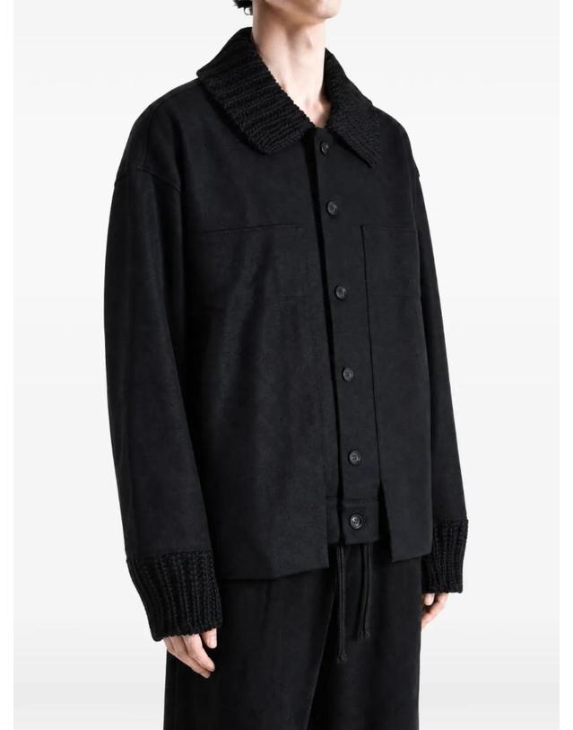 요지 야마모토 [해외직구] 26 FW 요지야마모토 chunky knit trim shirt jacket HWT85175 TP459150920 착용컷
