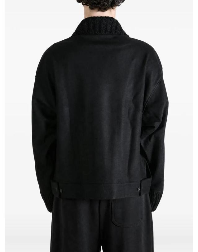 요지 야마모토 [해외직구] 26 FW 요지야마모토 chunky knit trim shirt jacket HWT85175 TP459150920 착용컷