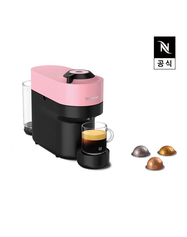 네스프레소 네스프레소 버츄오 팝 에스프레소 캡슐커피머신 화이트/블랙/캔디핑크/망고옐로우 착용컷