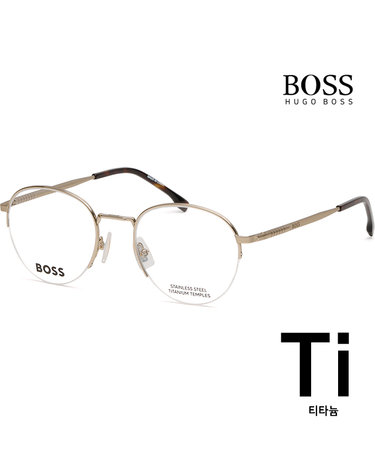 휴고 보스 티타늄 안경테 BOSS1448 J5G 반무테 골드 라운드 명품 스테인리스