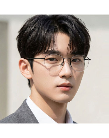 휴고 보스 티타늄 안경테 BOSS1448 003 명품 반무테 스테인리스 라운드