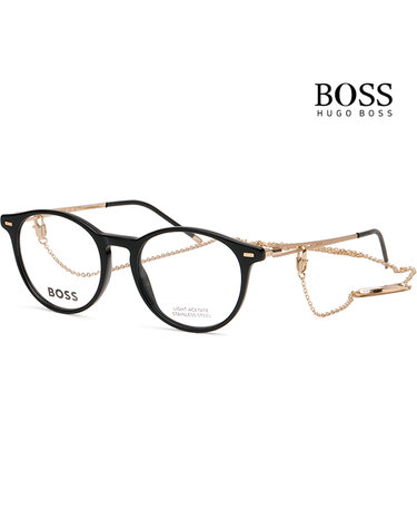 휴고 보스 안경테 BOSS1458 807 명품 블랙 뿔테 라운드 가벼운 체인 팬던트 패션