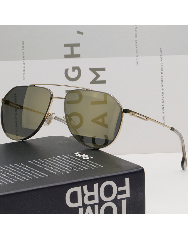 보스 휴고 보스 선글라스 BOSS1326S J5GUE 골드 미러 보잉 메탈테 착용컷