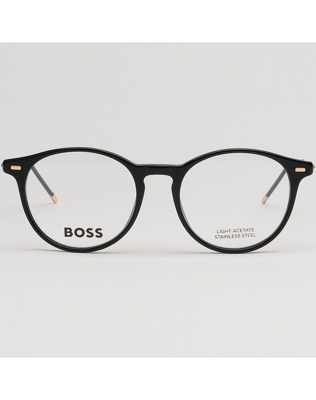 보스 휴고 보스 안경테 BOSS1458 807 명품 블랙 뿔테 라운드 가벼운 체인 팬던트 패션 착용컷