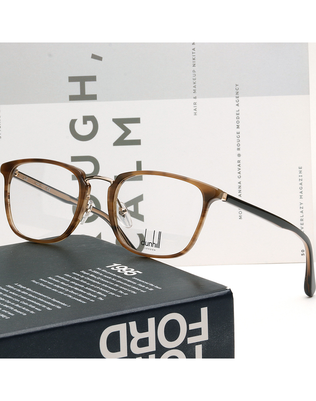 던힐 던힐 안경테 VDH163 06YH 남자 여자 스퀘어 명품 콤비 뿔테 데일리 착용컷