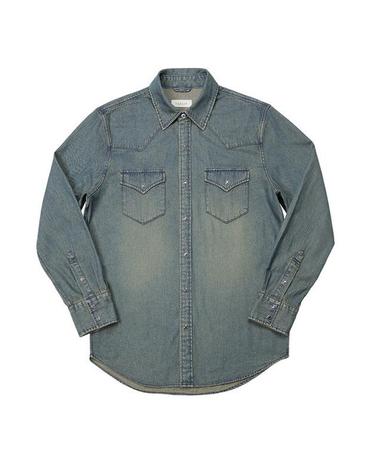 036 Washed Denim Western Shirts (Mid Blue)