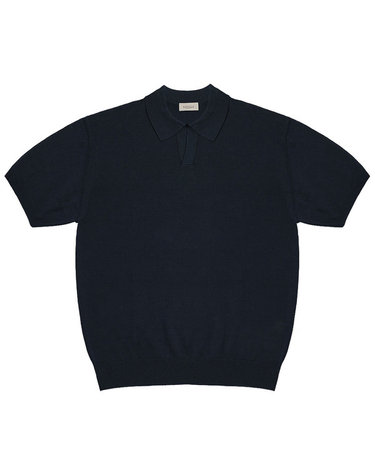 Essential Comfort Open Collar Knit (Navy)