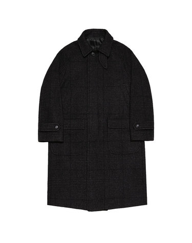 170 Glen Check Wool Balmacaan Coat (Black)