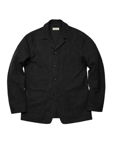 8s Linen French Work Jacket (Black)