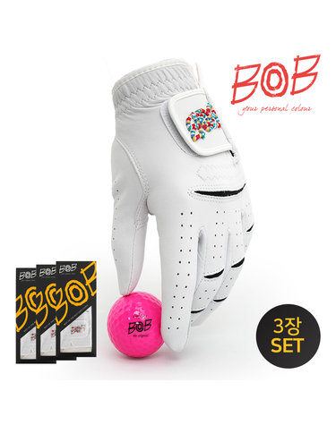 [BOB골프 기획출시] 컬러 자수 천연양피 골프장갑 3장 1세트 - BGU6AGV5584