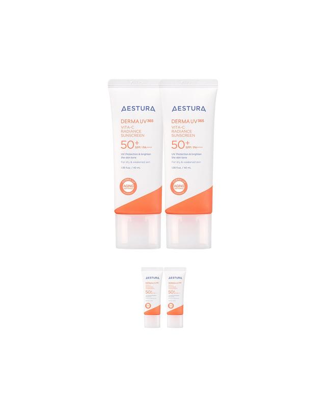 에스트라 더마UV365 비타C 광채수분 선크림 40ml x2 착용컷