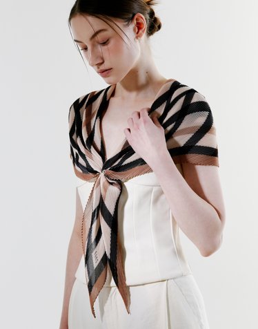 닥스 액세서리 [PLEATS]브라운 체크 미디움 플리츠 스카프