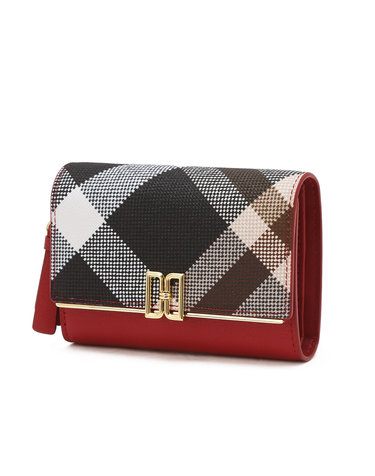 [TARTAN CHECK] 레드 체크 DD로고 가죽 반지갑