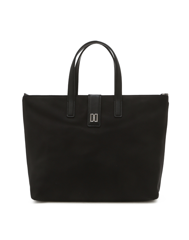 닥스 액세서리 [DAKS NYLON] 블랙 DD로고 나일론 원단 토트백 M 착용컷