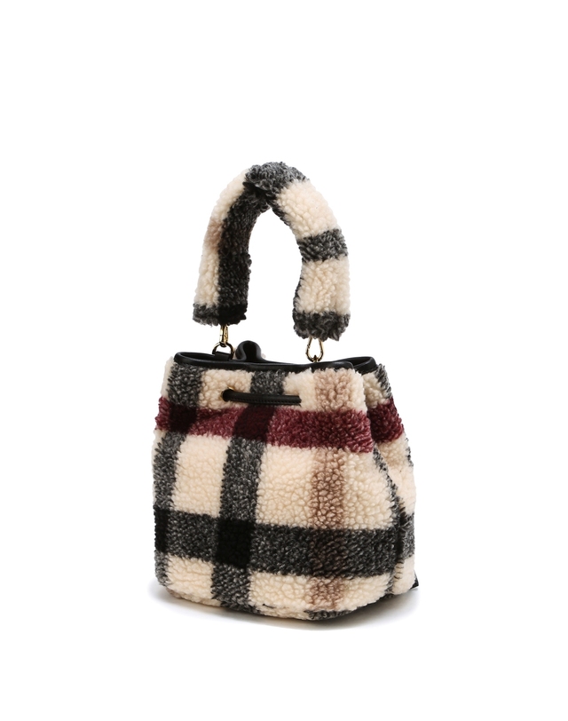 닥스 액세서리 [CHECK FUR] 베이지 체크 에코퍼 버킷백 상세