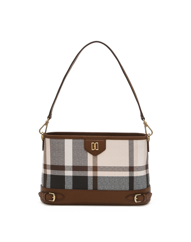 닥스 액세서리 [TARTAN] 타탄 체크 라이트 브라운 가죽 숄더백 착용컷