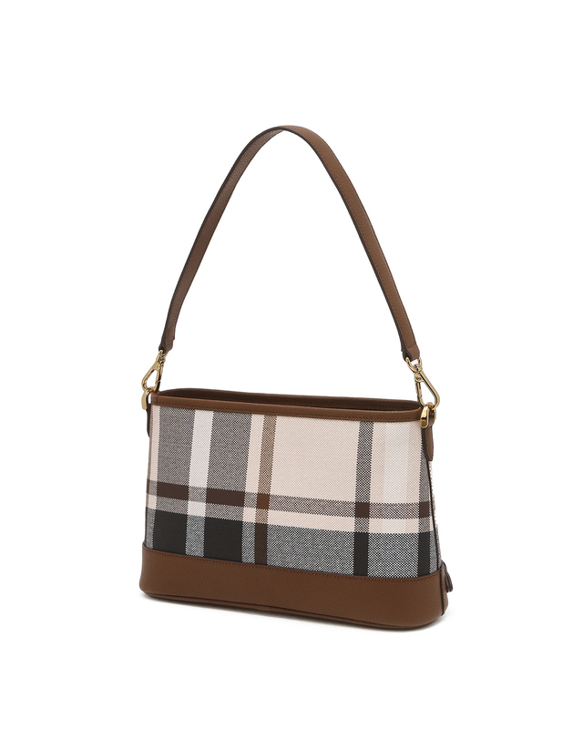 닥스 액세서리 [TARTAN] 타탄 체크 라이트 브라운 가죽 숄더백 착용컷