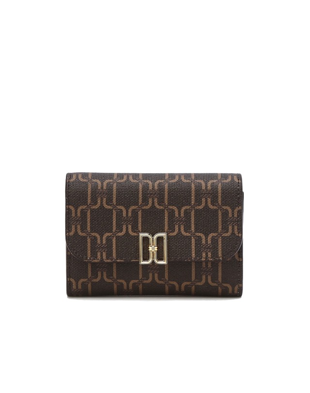 닥스 액세서리 [SAINT BARNET] 브라운 DD로고패턴 가죽 반지갑 착용컷
