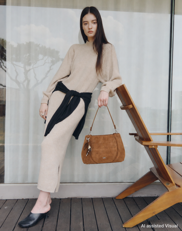 [RIA][ITALY SUADE] 리아 이태리 스웨이드 브라운 소가죽 숄더백