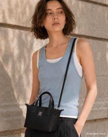 [나일론BEST][DAKS NYLON] 블랙 DD로고 나일론 원단 미니 토트 겸 크로스